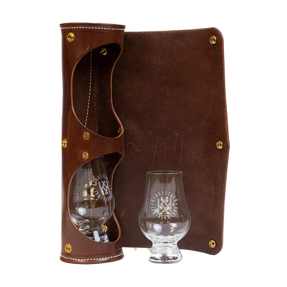 Kingfisher Leatherworks Highland Whisky Glass Case