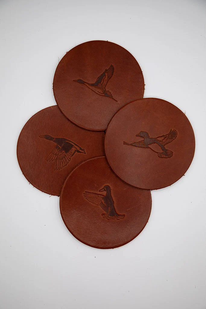 Woodley Co Leather Coaster Set- Ducks